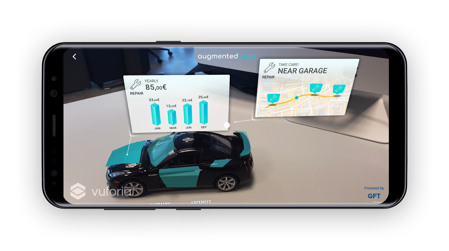 Imagen 2 de prototipo en alta fidelidad del proceso de interacción entre el objeto y la información relacionada con los gastos del usuario de su cuenta bancaria.
